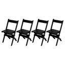 Ver imagem 2 de Conjunto Mesa Redondo 70cm Dobrável para Bar e Lanchonetes com 4 Cadeiras em Madeira Maciça - Preto