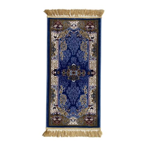Tapete Persa Royal Azul 50x85cm Fio Acetinado - Decoração para Quarto e Sala