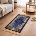 Ver imagem 2 de Tapete Persa Royal Azul 50x85cm Fio Acetinado - Decoração para Quarto e Sala
