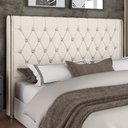 Ver imagem 2 de Cabeceira Cama Box Casal 140cm Estofada Frizza P05 Linho Creme - Lyam Decor