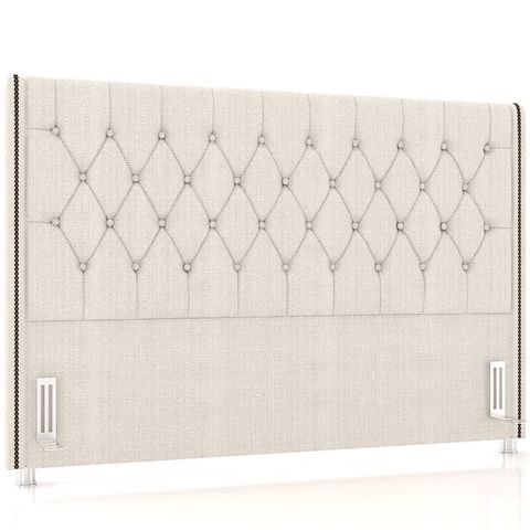 Cabeceira Cama Box Casal 140cm Estofada Frizza P05 Linho Creme - Lyam Decor