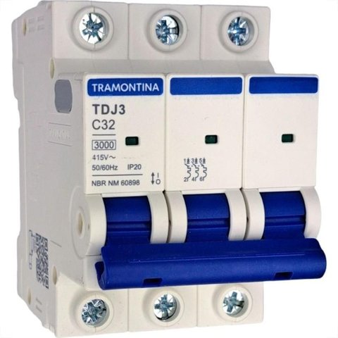 Disjuntor Din Tramontina Tripolar TDJ3 C32A 58013/108