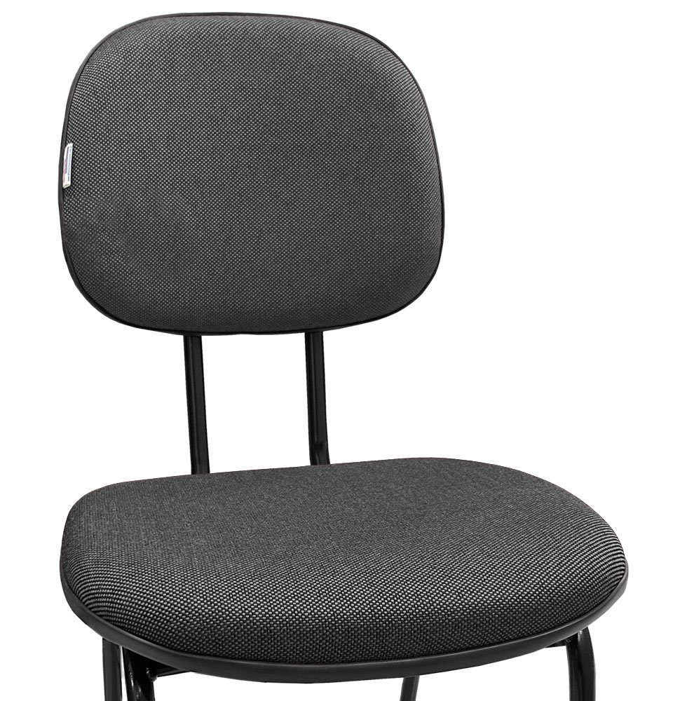 Kit 4 Cadeiras de Escritório Secretaria Fixa Pé Palito Tecido JSerrano Cinza Com Preto para Recepção - 4