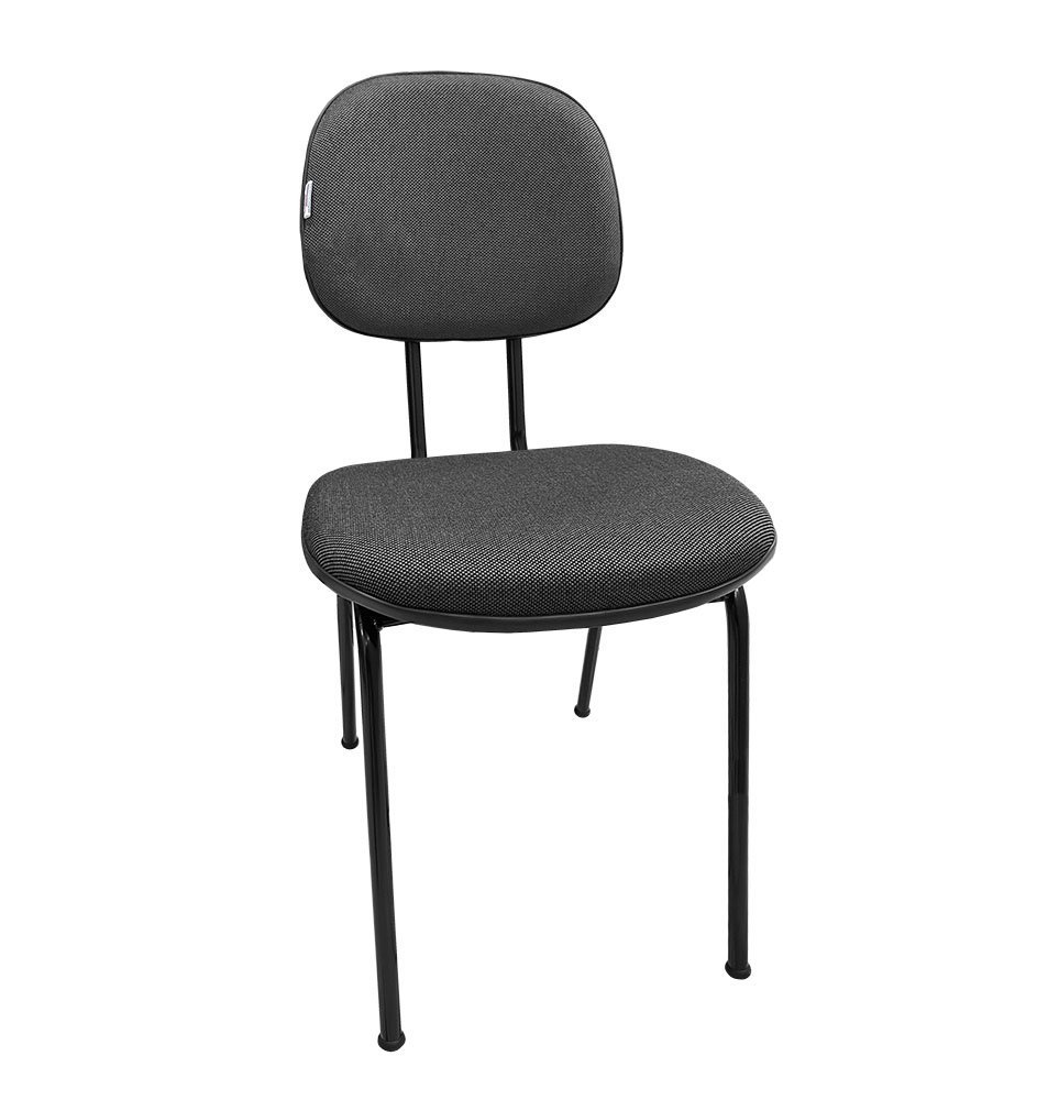 Kit 4 Cadeiras de Escritório Secretaria Fixa Pé Palito Tecido JSerrano Cinza Com Preto para Recepção - 3