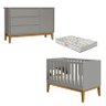 Berço Americano e Cômoda New Classic Cinza com Pés Madeira e Colchão Gazin – Reller - 1