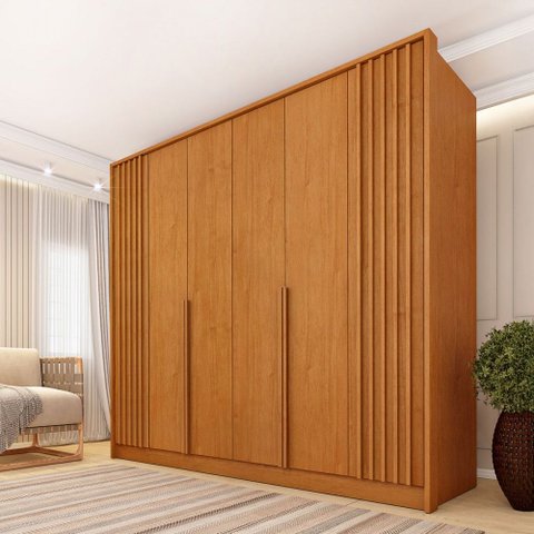 Guarda-roupa Casal Guarani 6 Portas 4 Gavetas Ripado Cinamomo - Tcil Móveis