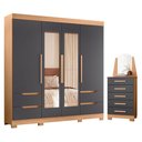 Ver imagem 1 de Guarda Roupa Solteiro com Cômoda Vivacce 4 Portas de Bater com Espelho 5 Gavetas MDP Titanium