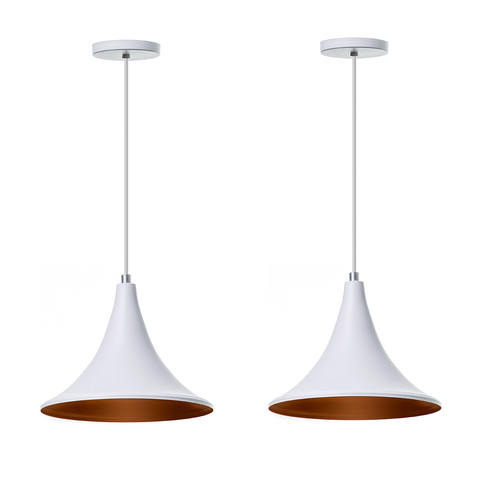 Kit 2 Pendente Interno Mesa Balcão Chapéu Chinês 23cm Cor: Branco