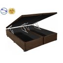 Ver imagem 2 de Cama Box Baú Casal Bi-Partido Green Marrom + Colchão Espuma D28 138x188x16