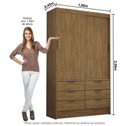 Guarda Roupa Sevilha 2 portas de Correr 6 Gavetas Carioca Móveis - 3 Guarda Roupa Sevilha 2 portas de Correr 6 Gavetas Carioca Móveis - 3