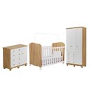 Ver imagem 2 de Quarto de Bebê Guarda-Roupa 3 Portas Cômoda e Berço MDF Mimo Espresso Móveis Branco Brilho/Amêndoa