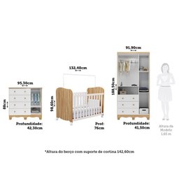 Quarto de Bebê Completo com Guarda-roupa 3 Portas Cômoda e Berço 100% Mdf Mimo Espresso Móveis - 3