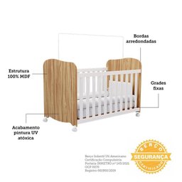 Quarto de Bebê Completo com Guarda-roupa 3 Portas Cômoda e Berço 100% Mdf Mimo Espresso Móveis - 4