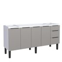 Ver imagem 1 de Gabinete de Aço Para Pia 180cm 4 Portas 3 Gavetas Jupter Cozimax Cinza Argila