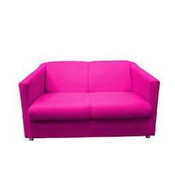 Kit Namoradeira + 2 Poltronas Decorativa Biane Couro Rosa Pink Pés Cromado Mz Decor - 2