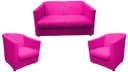 Ver imagem 1 de Kit Namoradeira + 2 Poltronas Decorativa Biane Couro Rosa Pink Pés Cromado Mz Decor