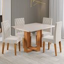 Ver imagem 1 de Mesa de Jantar 4 Lugares Afrodite Mel/blonde/veludo Pastel - Viero Móveis