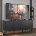 Ver imagem 1 de Rack Retrô para Tv até 50 Polegadas com 4 Portas Multimóveis Mp1071 Preto