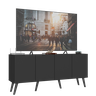 Rack Retrô para Tv até 50 Polegadas com 4 Portas Multimóveis Mp1071 Preto - 2