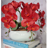 Arranjo Com 4 Orquídeas Vermelha Vaso Ceramica 28cm - 1