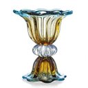 Ver imagem 1 de Vaso de Murano Com Base São Marcos - Cristal Azul e Âmbar 34cm