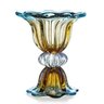 Vaso de Murano Com Base São Marcos - Cristal Azul e Âmbar 34cm - 1