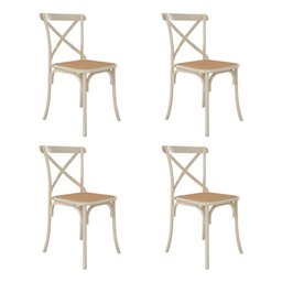 Jogo de Mesa Eiffel Redondo Tampo de Madeira 90cm Branco com 4 Cadeiras Katrina Off Whiteo Be - 4