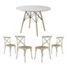Jogo de Mesa Eiffel Redondo Tampo de Madeira 90cm Branco com 4 Cadeiras Katrina Off Whiteo Be - 1