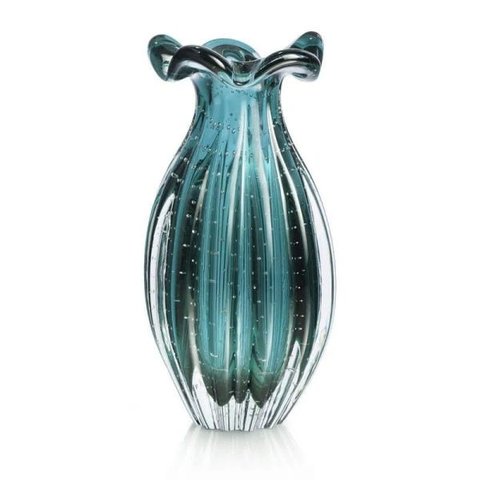 Vaso de Murano Trouxinha São Marcos - Cristal Verde Esmeralda 20cm