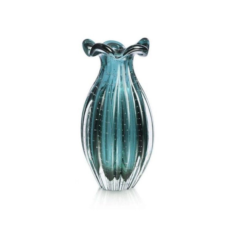 Vaso de Murano Trouxinha São Marcos - Cristal Verde Esmeralda 20cm