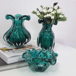 Vaso de Murano Trouxinha São Marcos - Cristal Verde Esmeralda 20cm - 3