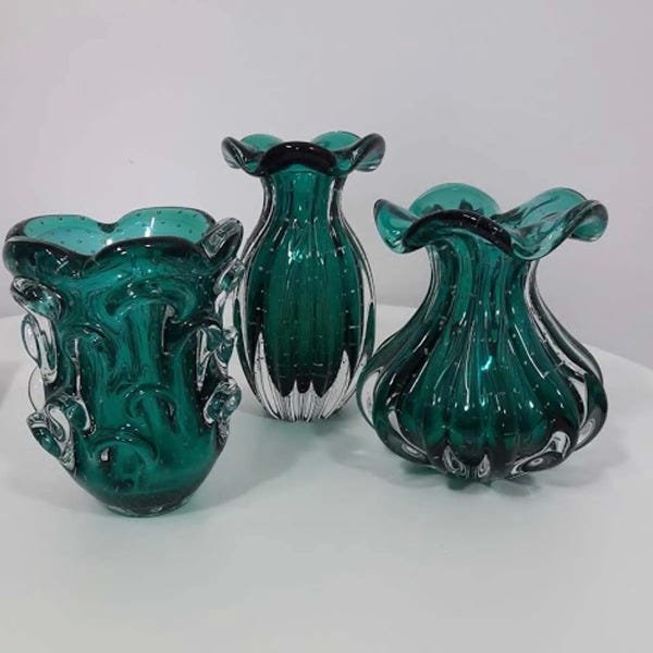 Vaso de Murano Trouxinha São Marcos - Cristal Verde Esmeralda 20cm - 4