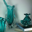 Ver imagem 3 de Vaso De Murano São Marcos - Cristal Verde Esmeralda/Transparente 54cm