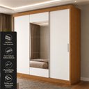 Ver imagem 3 de Guarda-Roupa 100% MDF 3 Portas de Correr 4 Gavetas com Espelho 193x213x55cm Cinamomo /Branco