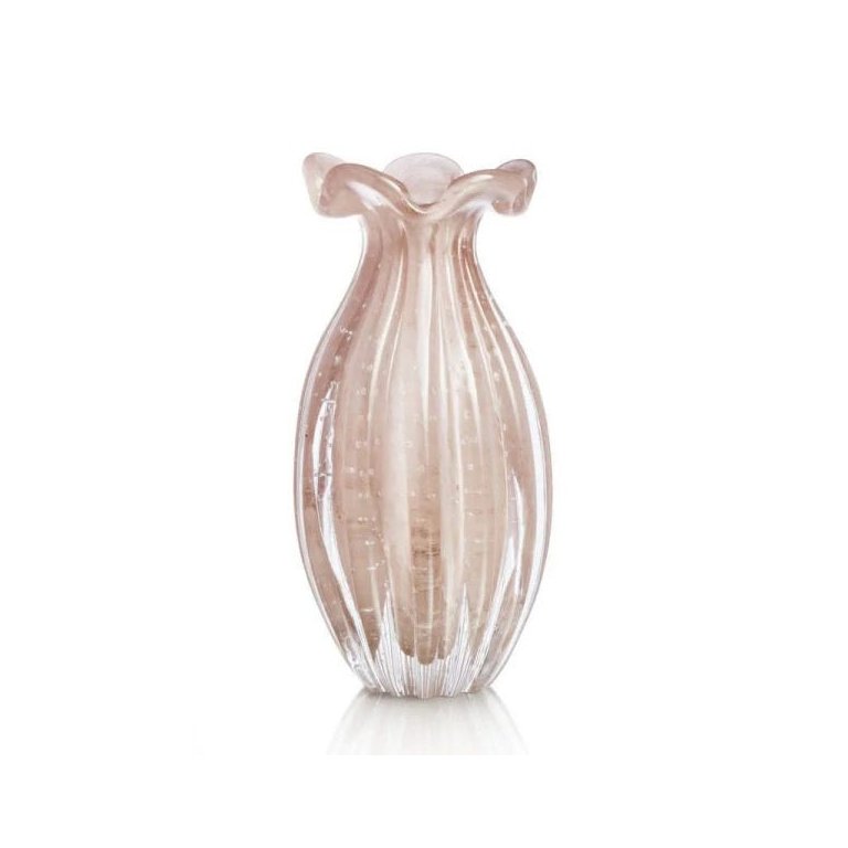 Vaso de Murano Trouxinha São Marcos - Cristal Rosa 20cm Vaso de Murano Trouxinha São Marcos - Cristal Rosa 20cm