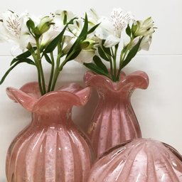 Vaso de Murano Trouxinha São Marcos - Cristal Rosa 20cm - 2