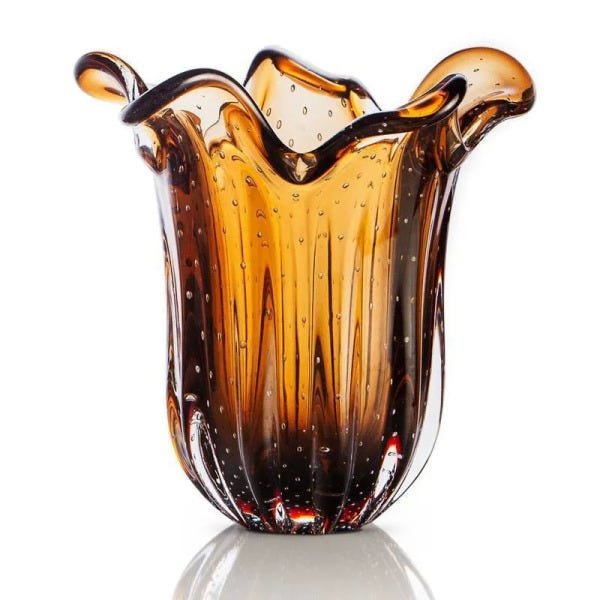 Vaso de Murano São Marcos - Cristal Marrom 22cm