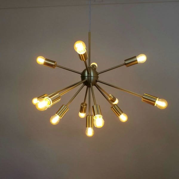 Lustre Pendente Moderno Sputnik Dourado - 13 Lâmpadas (Não Inclusas)