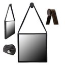 Ver imagem 3 de Espelho Quadrado 50cm Adnet Moldura Alumínio com Alça Costurada - Preto