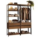 Ver imagem 2 de Guarda-roupa Closet Modulado 4 Gavetas 6 Prateleiras 140cm Rustic/preto Valencia Madesa Xa Rustic/