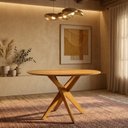 Ver imagem 1 de Mesa de Jantar Redonda Madeira Maciça 4 Lugares 110cm Lisboa