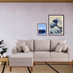 Sofá Beny com Chaise Esquerda, 3 Lugares, Estofado em Linho, Base em Madeira, 1,40x2,00m. (cru) - 1