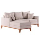 Ver imagem 3 de Sofá Beny com Chaise Esquerda, 3 Lugares, Estofado em Linho, Base em Madeira, 1,40x2,00m.