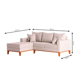 Sofá Beny com Chaise Esquerda, 3 Lugares, Estofado em Linho, Base em Madeira, 1,40x2,00m. (cru) - 3