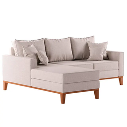 Sofá Beny com Chaise Esquerda, 3 Lugares, Estofado em Linho, Base em Madeira, 1,40x2,00m. (cru) - 2