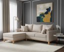 Ver imagem 1 de Sofá Beny com Chaise Esquerda, 3 Lugares, Estofado em Linho, Base em Madeira, 1,40x2,00m.