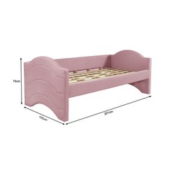 Sofá Cama Valencia em Madeira Maciça Vintage com Revestimento de Tecido Veludo Rosa - Valorize - 3