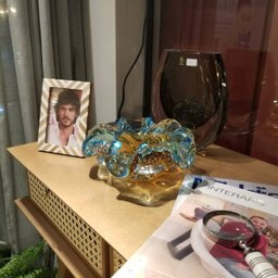 Centro de Mesa de Murano São Marcos - Cristal Azul com Âmbar 22cm - 4