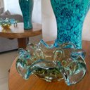 Ver imagem 3 de Centro de Mesa de Murano São Marcos - Cristal Azul com Âmbar 22cm