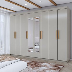 Guarda-roupa Casal Aurora 8 Portas 4 Gavetas com Espelho Taupé - Panorama Móveis
